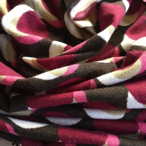 1 Yard Piece of Abstract Dots Jersey Fabric | Purple, Pink, Tan, Brown | 2-way Stretch | Skirt