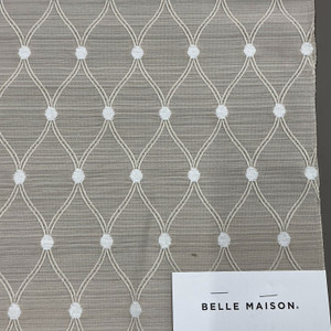 Lucas in Parchment  By Belle Maison | Curtain And Medium Weight Upholstery | Ogee Beige White | 54" Wide | By the Yard