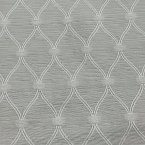 Lucas in Cloud By Belle Maison | Curtain And Medium Weight Upholstery | Ogee White Off White | 54" Wide | Poly Cotton Blend | By the Yard