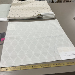 Lucas in Cloud By Belle Maison | Curtain And Medium Weight Upholstery | Ogee White Off White | 54" Wide | Poly Cotton Blend | By the Yard