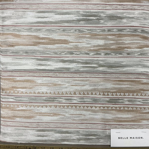 Kasbah in Blush By Belle Maison | Curtain And Medium Weight Upholstery | Ikat Stripes Pink Grey Off White | 54" Wide | 100% Poly | By the Yard