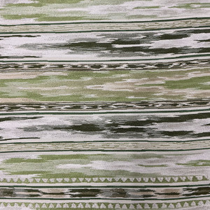 Kasbah in Greenery By Belle Maison | Curtain And Medium Weight Upholstery | Ikat Stripe Green Off White | 54" Wide | 100% Poly | By the Yard