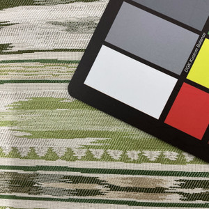 Kasbah in Greenery By Belle Maison | Curtain And Medium Weight Upholstery | Ikat Stripe Green Off White | 54" Wide | 100% Poly | By the Yard