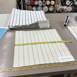 Calvin in Natural By Belle Maison | Curtain And Medium Weight Upholstery | 100% Cotton | Stripes Tan Off White | 54" Wide | By the Yard