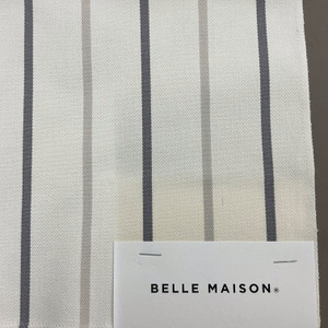 Calvin in Silver Haze By Belle Maison | Curtain And Medium Weight Upholstery | 100% Cotton | Stripes Grey Off White | 54" Wide | By the Yard