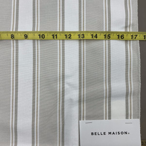 Channing in Birch By Belle Maison | Curtain And Medium Weight Upholstery | Stripes Beige Tan White | 54" Wide | 100% Cotton | By the Yard