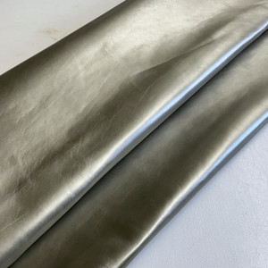 Metallic Pewter Top Grain Premium Leather Hide | Chrome Tanned | 50+ Square Feet | 1.5 mm / 4 Ounce | Upholstery Leather