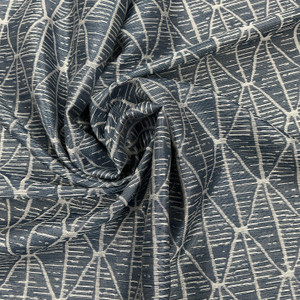 Izel in Midnight By Belle Maison | Curtain And Light Weight Upholstery | Geometric Blue Silver | 59" Wide | 100% Poly | By the Yard