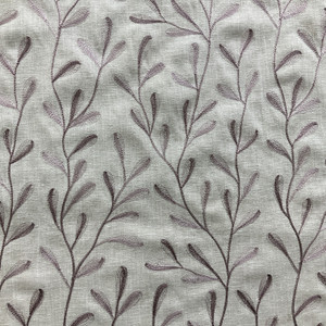 1.125 Yard Piece of Tangle in Crocus | Embroidered Drapery Fabric | Purple Lilac Leafy Vines | Medium Weight | 54" Wide | By The Yard