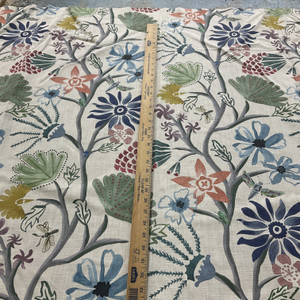 2 Yard Piece of Lacefield Designs Madeline Linen Multi | Medium Weight Linen Fabric | Home Decor Fabric | 54" Wide