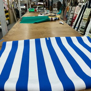 Recacril Blue and White Stripe | Waterproof Awning & Marine Canvas | 100% Solution Dyed Acrylic | 60" Wide | By the Yard