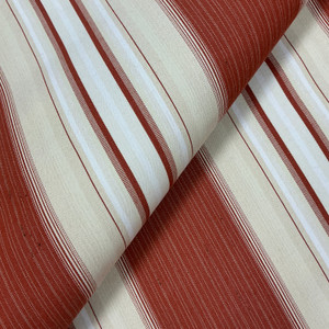Recacril Striped Rust Orange / Beige / Off White | Waterproof Awning & Marine Canvas | 100% Solution Dyed Acrylic | 47" Wide | By the Yard