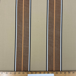 Recacril Lorca Stripe R-708 Tan / Orange / Brown / White | Waterproof Awning & Marine Canvas | 100% Solution Dyed Acrylic | 47" Wide | By the Yard