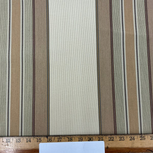 Recacril Striped Brown / Green / Mustard  | Waterproof Awning & Marine Canvas | 100% Solution Dyed Acrylic | 47" Wide | By the Yard