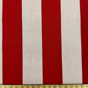 Recacril Red and Heathered White Stripe | Waterproof Awning & Marine Canvas | 100% Solution Dyed Acrylic | 60" Wide | By the Yard