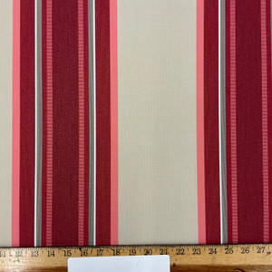 Recacril Nolita Stripe R-281 Red / Coral / Beige  | Waterproof Awning & Marine Canvas | 100% Solution Dyed Acrylic | 47" Wide | By the Yard