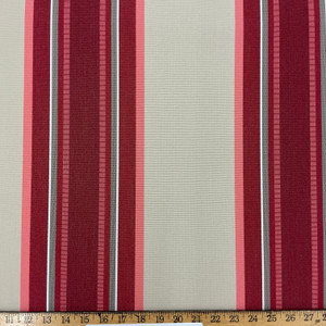 Recacril Nolita Stripe R-281 Red / Coral / Beige  | Waterproof Awning & Marine Canvas | 100% Solution Dyed Acrylic | 47" Wide | By the Yard