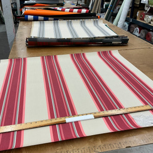 Recacril Nolita Stripe R-281 Red / Coral / Beige  | Waterproof Awning & Marine Canvas | 100% Solution Dyed Acrylic | 47" Wide | By the Yard