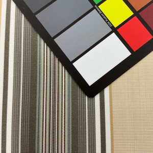 Recacril Altaful Stripe R-924 Beige / White / Grey / Burgundy | Waterproof Awning & Marine Canvas | 100% Solution Dyed Acrylic | 47" Wide | By the Yard