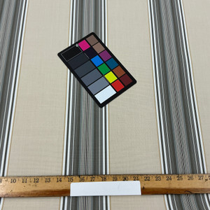 Recacril Altaful Stripe R-924 Beige / White / Grey / Burgundy | Waterproof Awning & Marine Canvas | 100% Solution Dyed Acrylic | 47" Wide | By the Yard