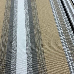 Recacril Begur Stripe R-747 Tan / Black / White | Waterproof Awning & Marine Canvas | 100% Solution Dyed Acrylic | 47" Wide | By the Yard