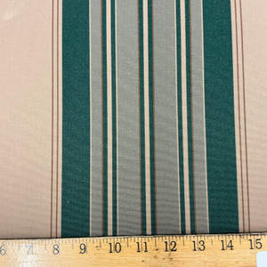 Recacril Celio Stripe R-071 Brown / Forest Green | Waterproof Awning & Marine Canvas | 100% Solution Dyed Acrylic | 47" Wide | By the Yard