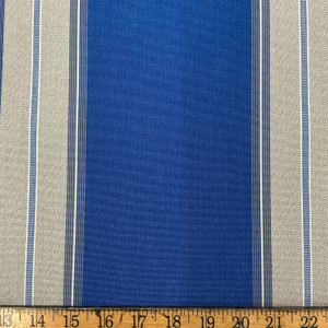 Recacril Tona Stripe R-445 Blue / Grey / White  | Waterproof Awning & Marine Canvas | 100% Solution Dyed Acrylic | 47" Wide | By the Yard
