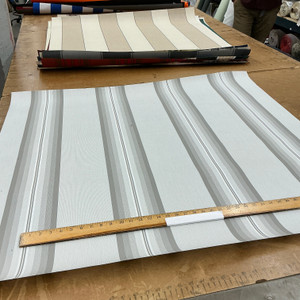 Recacril Pelham Stripe R-282 Grey / White  | Waterproof Awning & Marine Canvas | 100% Solution Dyed Acrylic | 47" Wide | By the Yard