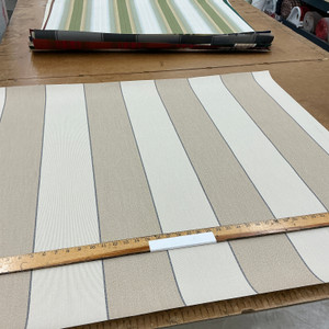 Recacril Galdana Stripe R-876 Beige / Tan / Black  | Waterproof Awning & Marine Canvas | 100% Solution Dyed Acrylic | 47" Wide | By the Yard