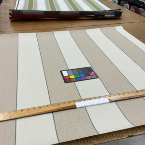 Recacril Galdana Stripe R-876 Beige / Tan / Black  | Waterproof Awning & Marine Canvas | 100% Solution Dyed Acrylic | 47" Wide | By the Yard