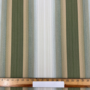 Recacril Grecia Stripe R-465 Green / Tan / White  | Waterproof Awning & Marine Canvas | 100% Solution Dyed Acrylic | 47" Wide | By the Yard