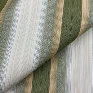 Recacril Grecia Stripe R-465 Green / Tan / White  | Waterproof Awning & Marine Canvas | 100% Solution Dyed Acrylic | 47" Wide | By the Yard