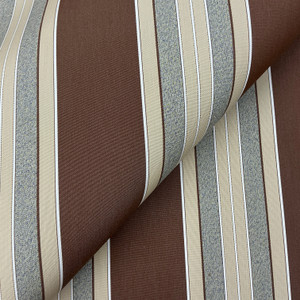 Recacril Gandia Stripe R-428 Brown / Beige / White / Blue  | Waterproof Awning & Marine Canvas | 100% Solution Dyed Acrylic | 47" Wide | By the Yard