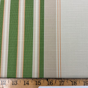 Recacril Monti Stripe R-074 Green / Beige / Orange  | Waterproof Awning & Marine Canvas | 100% Solution Dyed Acrylic | 47" Wide | By the Yard
