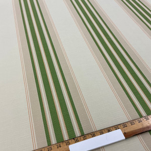 Recacril Monti Stripe R-074 Green / Beige / Orange  | Waterproof Awning & Marine Canvas | 100% Solution Dyed Acrylic | 47" Wide | By the Yard