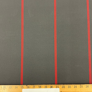 Recacril Bayside Stripe R-063 Grey / Red  | Waterproof Awning & Marine Canvas | 100% Solution Dyed Acrylic | 47" Wide | By the Yard