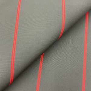 Recacril Bayside Stripe R-063 Grey / Red  | Waterproof Awning & Marine Canvas | 100% Solution Dyed Acrylic | 47" Wide | By the Yard