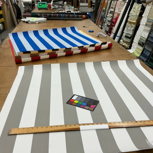 Recacril White Grey Stripe R-061 | Waterproof Awning & Marine Canvas | 100% Solution Dyed Acrylic | 47" Wide | By the Yard