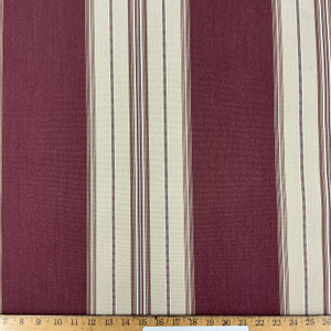 Recacril Trujillo Stripe R-971 Burgundy / Beige / White | Waterproof Awning & Marine Canvas | 100% Solution Dyed Acrylic | 47" Wide | By the Yard