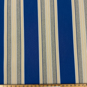 Recacril Reus Stripe R-447 Blue / Beige / White | Waterproof Awning & Marine Canvas | 100% Solution Dyed Acrylic | 47" Wide | By the Yard
