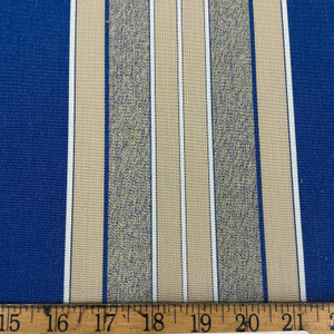 Recacril Reus Stripe R-447 Blue / Beige / White | Waterproof Awning & Marine Canvas | 100% Solution Dyed Acrylic | 47" Wide | By the Yard