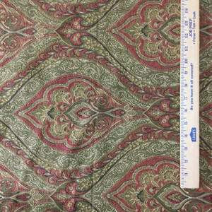1.12 Yard Piece of Paisley Ogee Red / Green  | Upholstery Fabric | 54" Wide | By the Yard