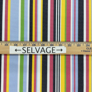 1.25 Yard Piece of Colorful Striped Fabric | Pink / Navy / White / Green / Yellow | Indoor / Outdoor | Upholstery / Drapery | 54 Wide | By the Yard
