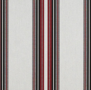2.66 Yard Piece of 4798-0000 | Burgundy Black White Striped  Sunbrella | 46 Inch | Marine And Awning Fabric