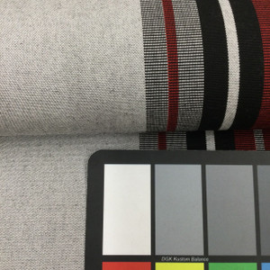 2.66 Yard Piece of 4798-0000 | Burgundy Black White Striped  Sunbrella | 46 Inch | Marine And Awning Fabric