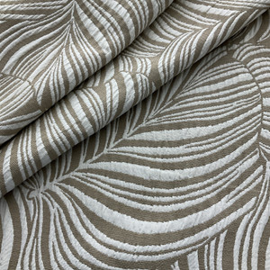 2 Yard Piece of Performatex Leafy Canope Outdoor Matelasse Taupe & Cream | Heavyweight Jacquard, Outdoor, Matelasse Fabric | Home Decor Fabric | 54" Wide