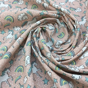 1.5 Yard Piece of Unicorn Themed Fabric on Pink Background | Drapery / Upholstery Weight | BTY |