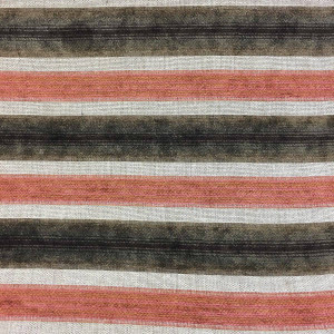 Red & Brown Plush Bold Striped Upholstery Drapery Fabric By The Yard 54 Inches