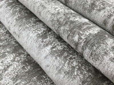 Grey Light Grey Solid Texture Chenille Upholstery Fabric by the