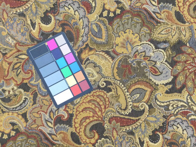 B0490C Blue, Red And Gold Large Paisley Print Upholstery Fabric